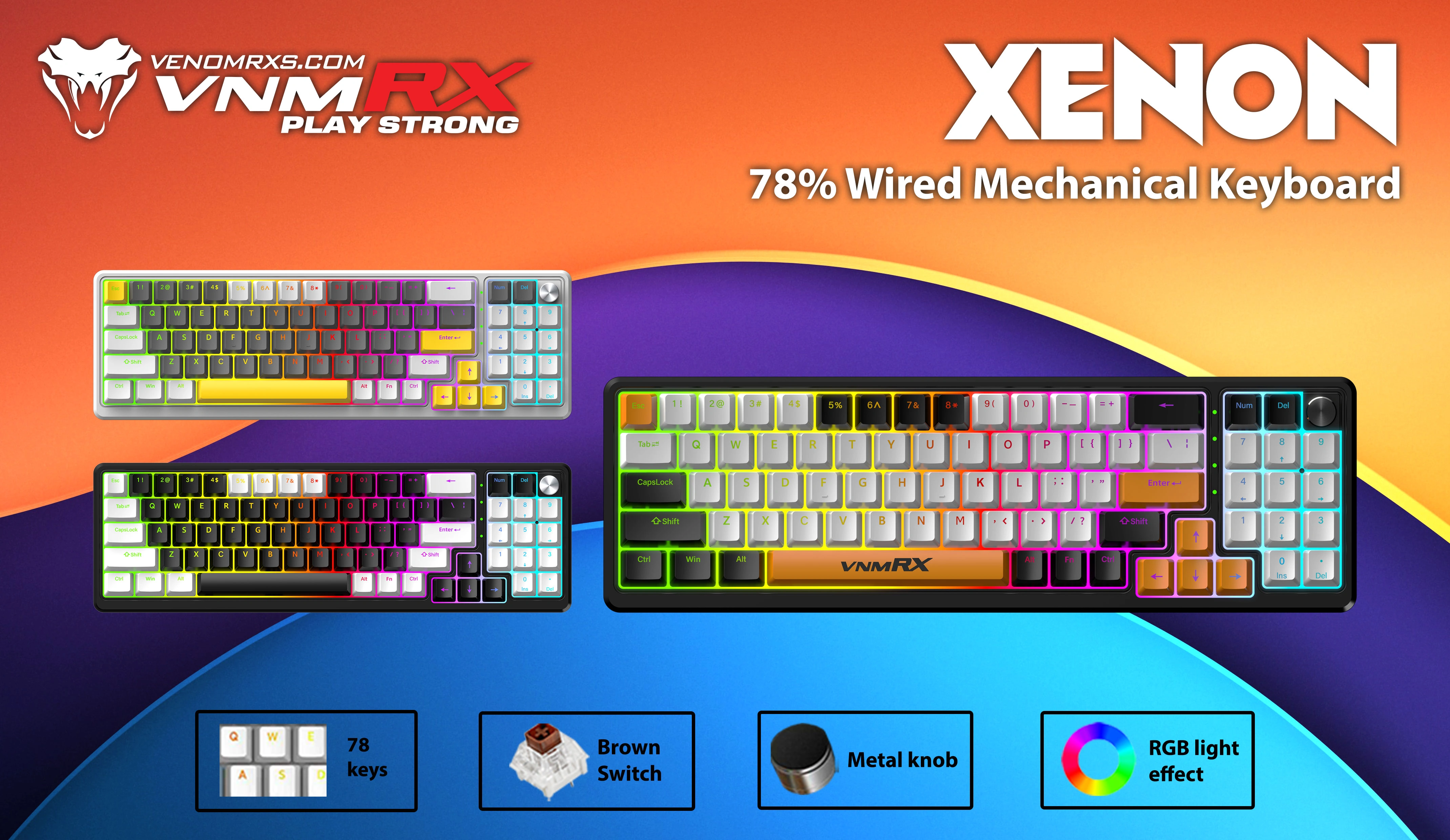 XENON 78% WIRED MECHANICAL KEYBOARD GREY/WHITE
