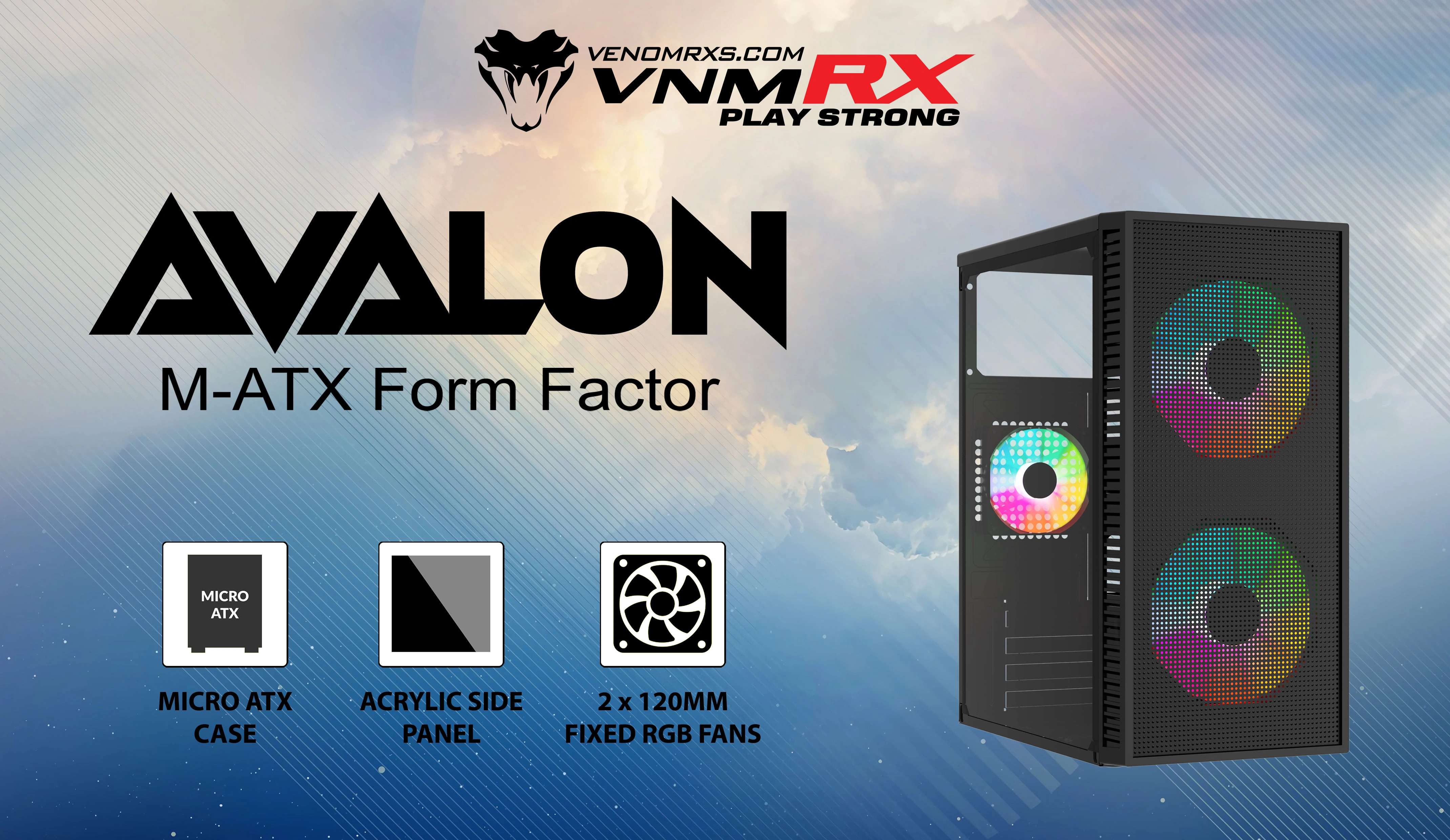 AVALON M-ATX CASE INCLUDE 2 FAN FIXED RGB
