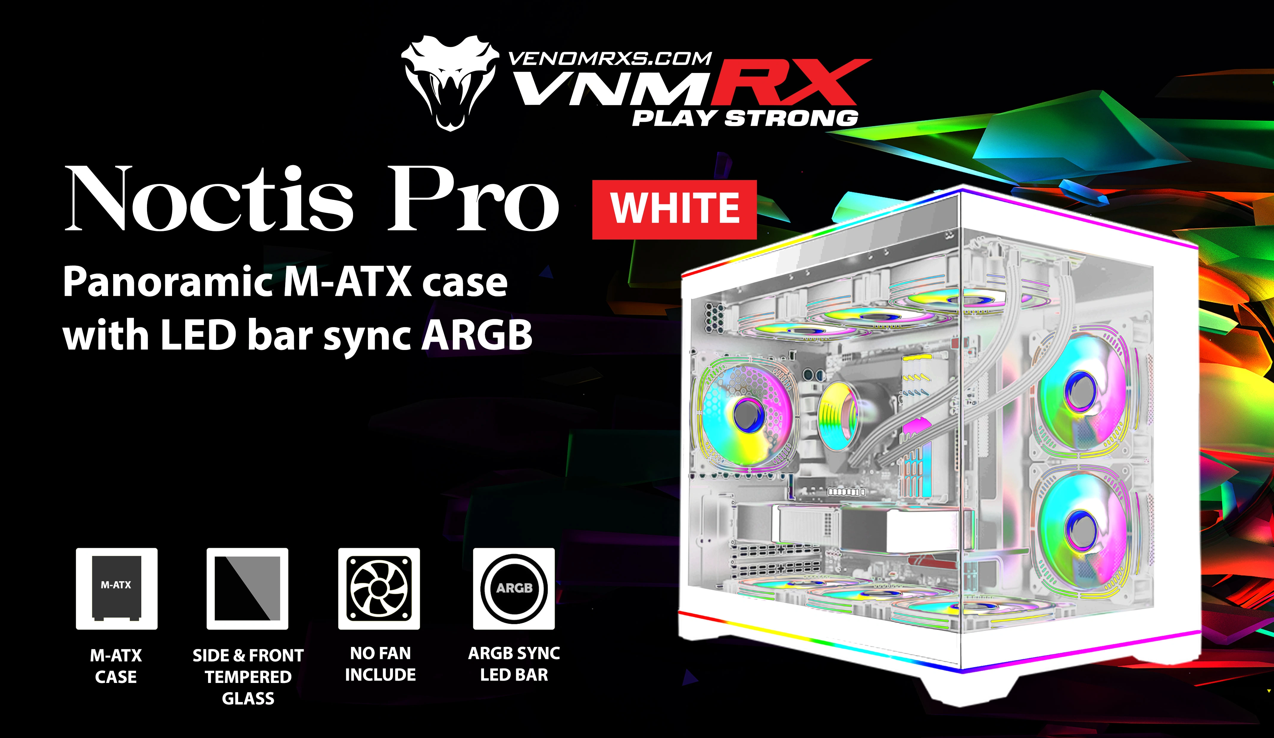 NOCTIS PRO BLACK M-ATX CASE TWIN ARGB LED BAR