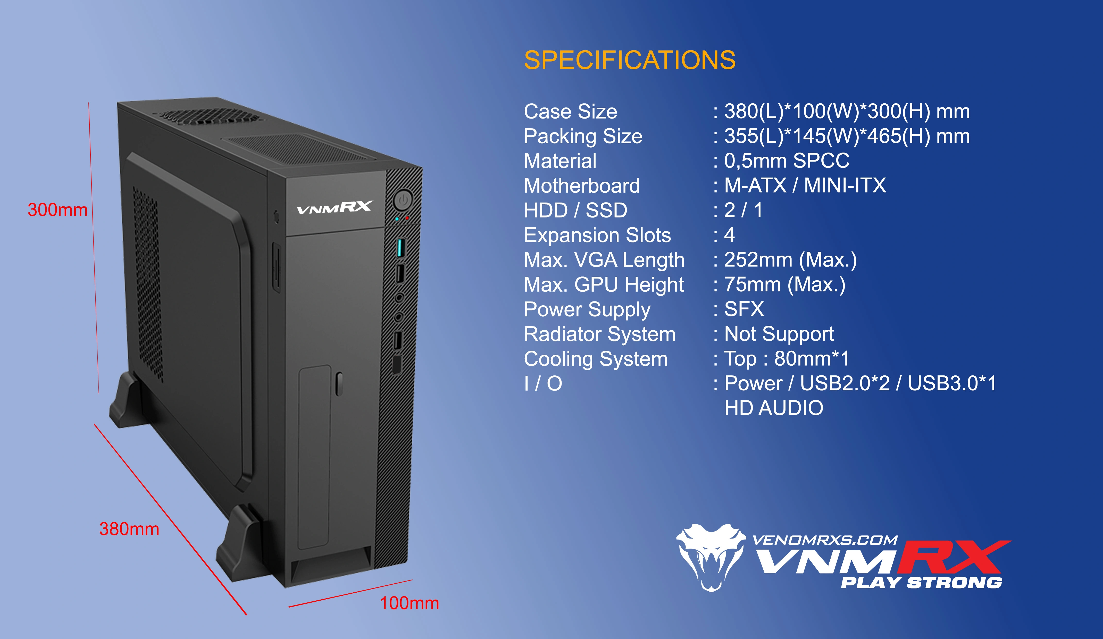AXON SLIM M-ATX CASE INCLUDE PSU POWERSFX 500