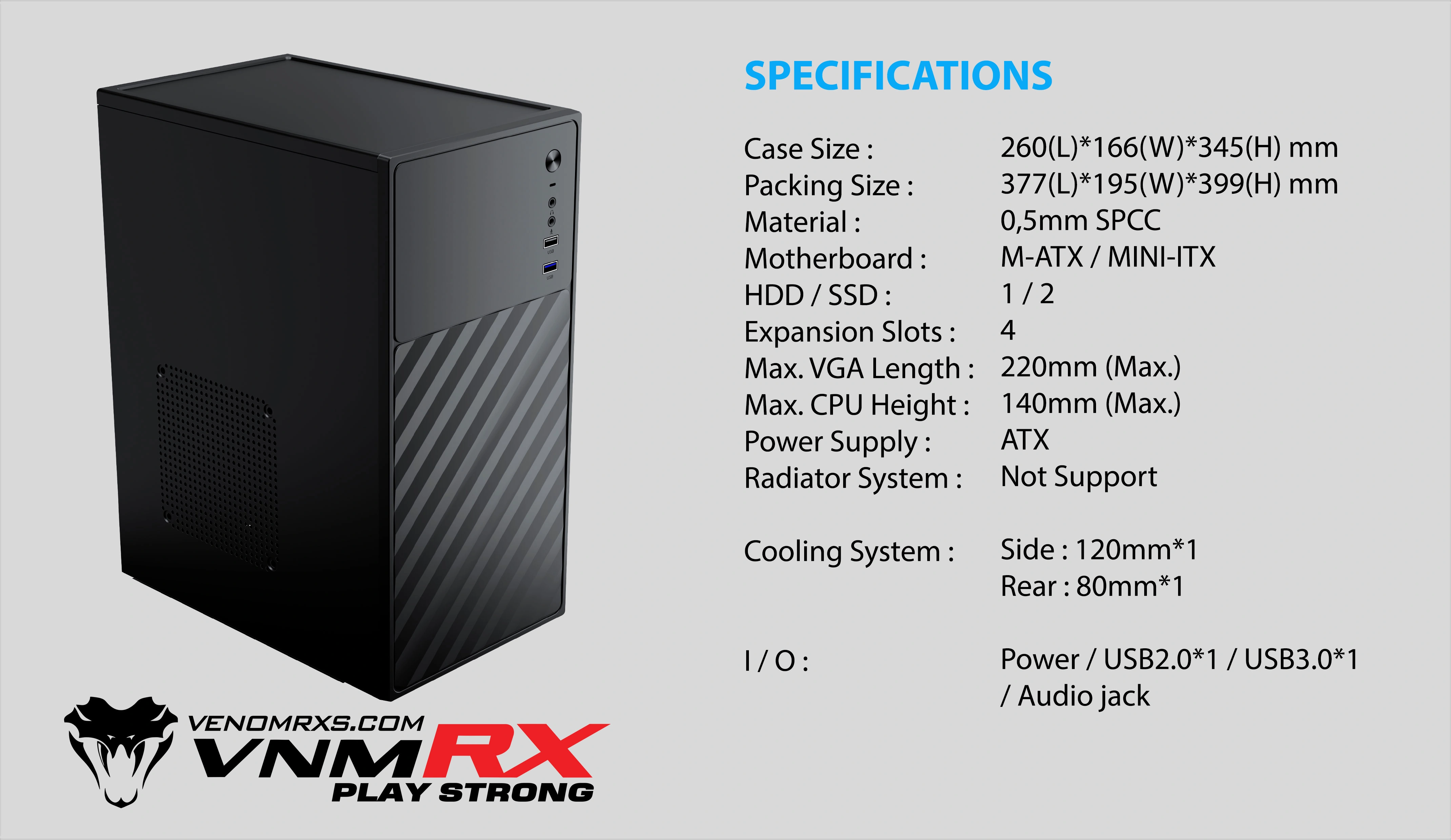 RIPPER M-ATX CASE INCLUDE PSU POWERCORE 500