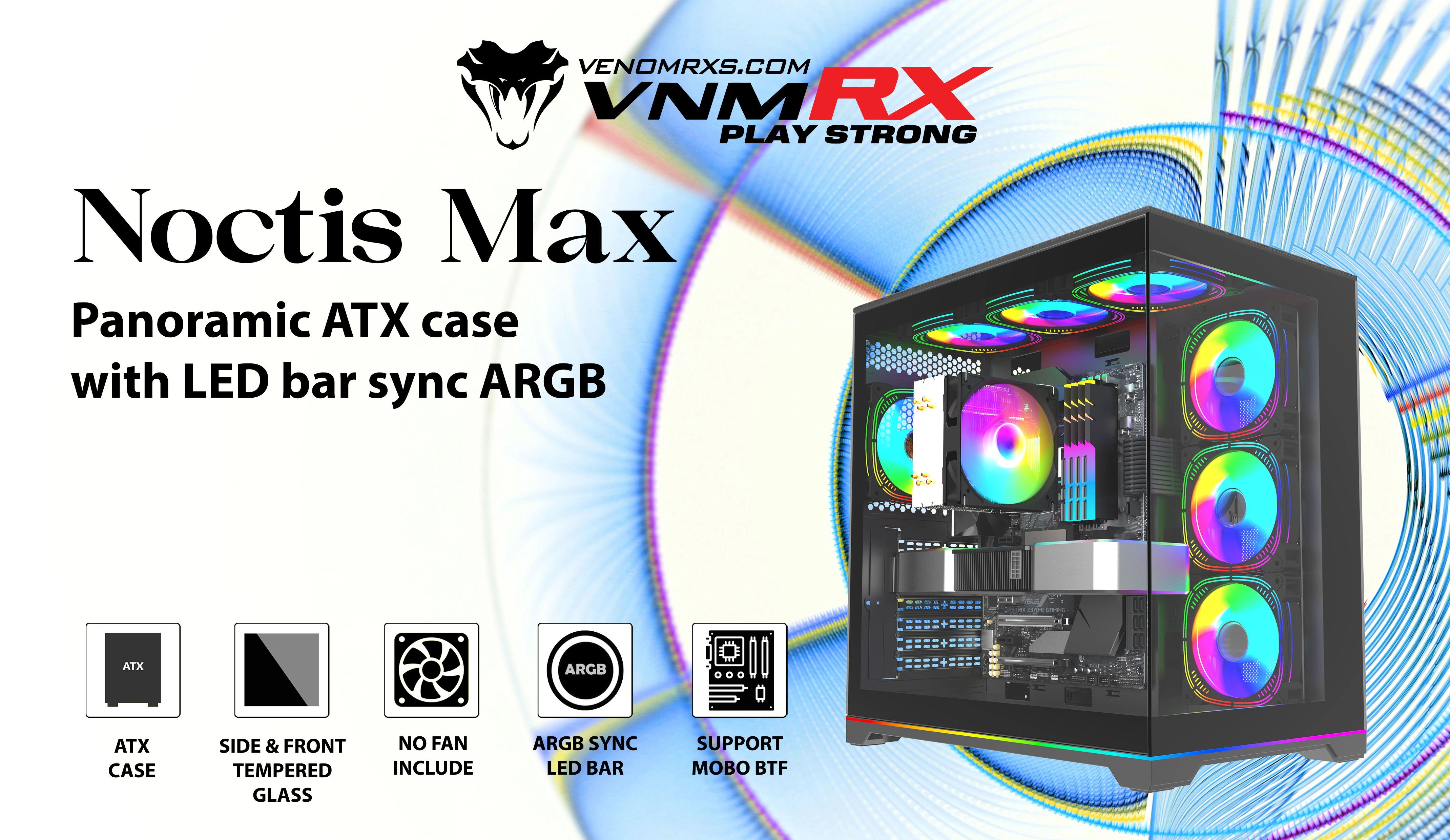 NOCTIS MAX BLACK ATX CASE TWIN ARGB LED BAR
