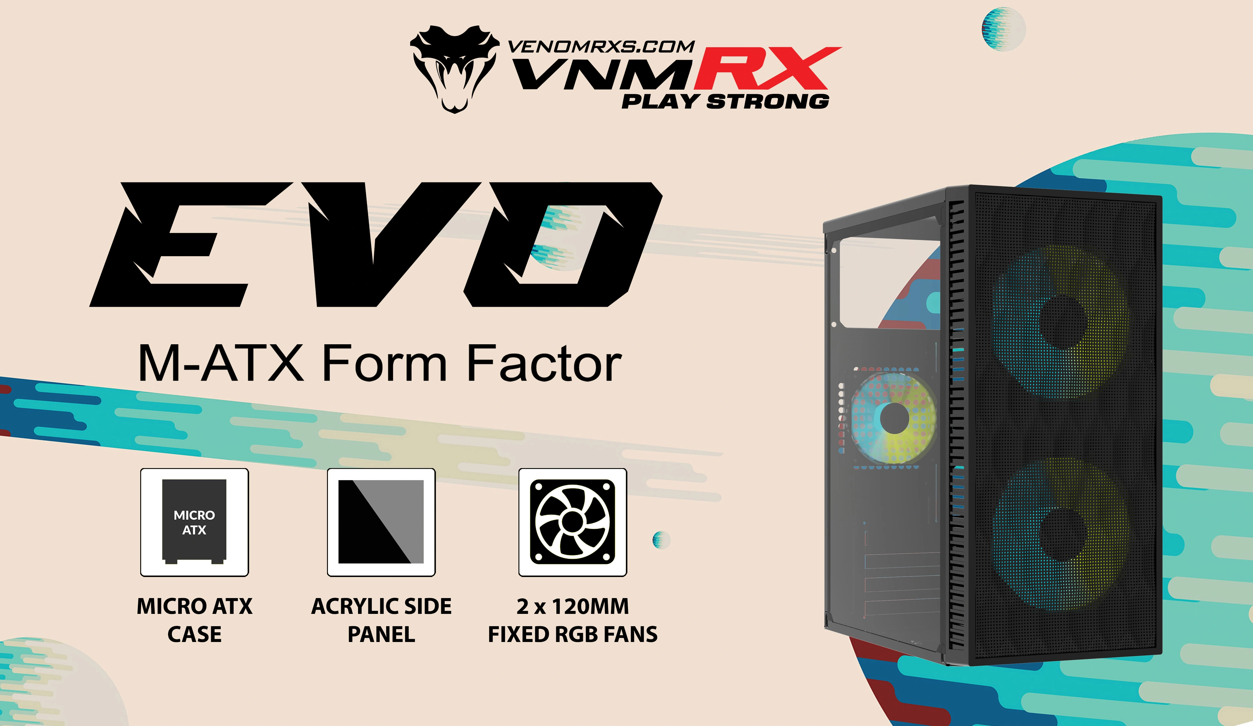 EVO M-ATX CASE INCLUDE 2 FAN FIXED RGB
