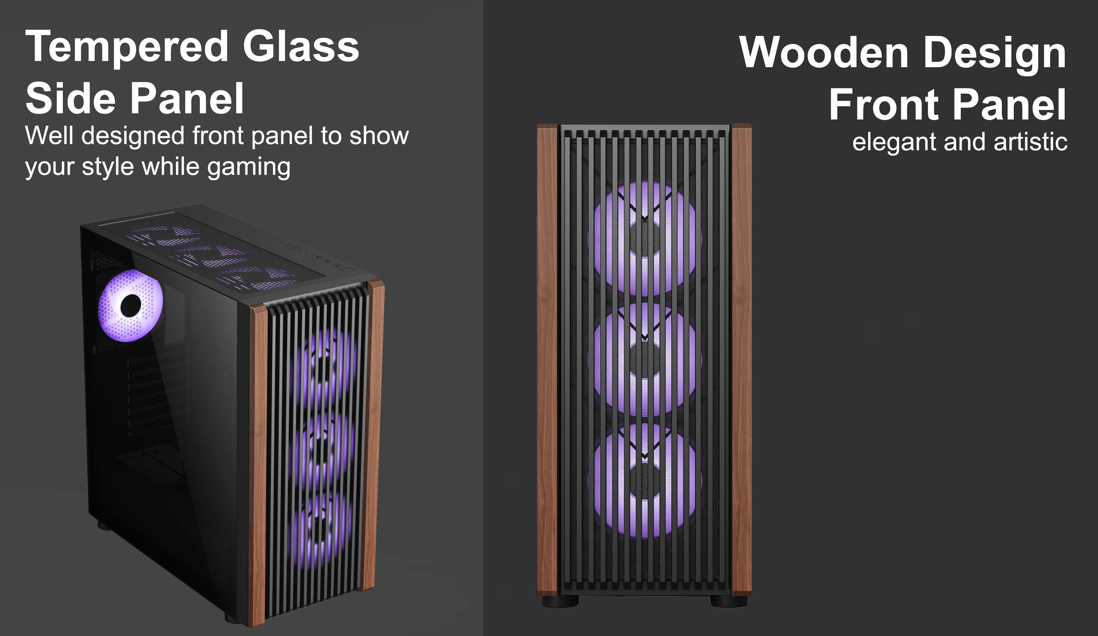 SOLAS ATX CASE INCLUDE 4FAN AUTO ARGB WOOD DESIGN FRONT PANEL