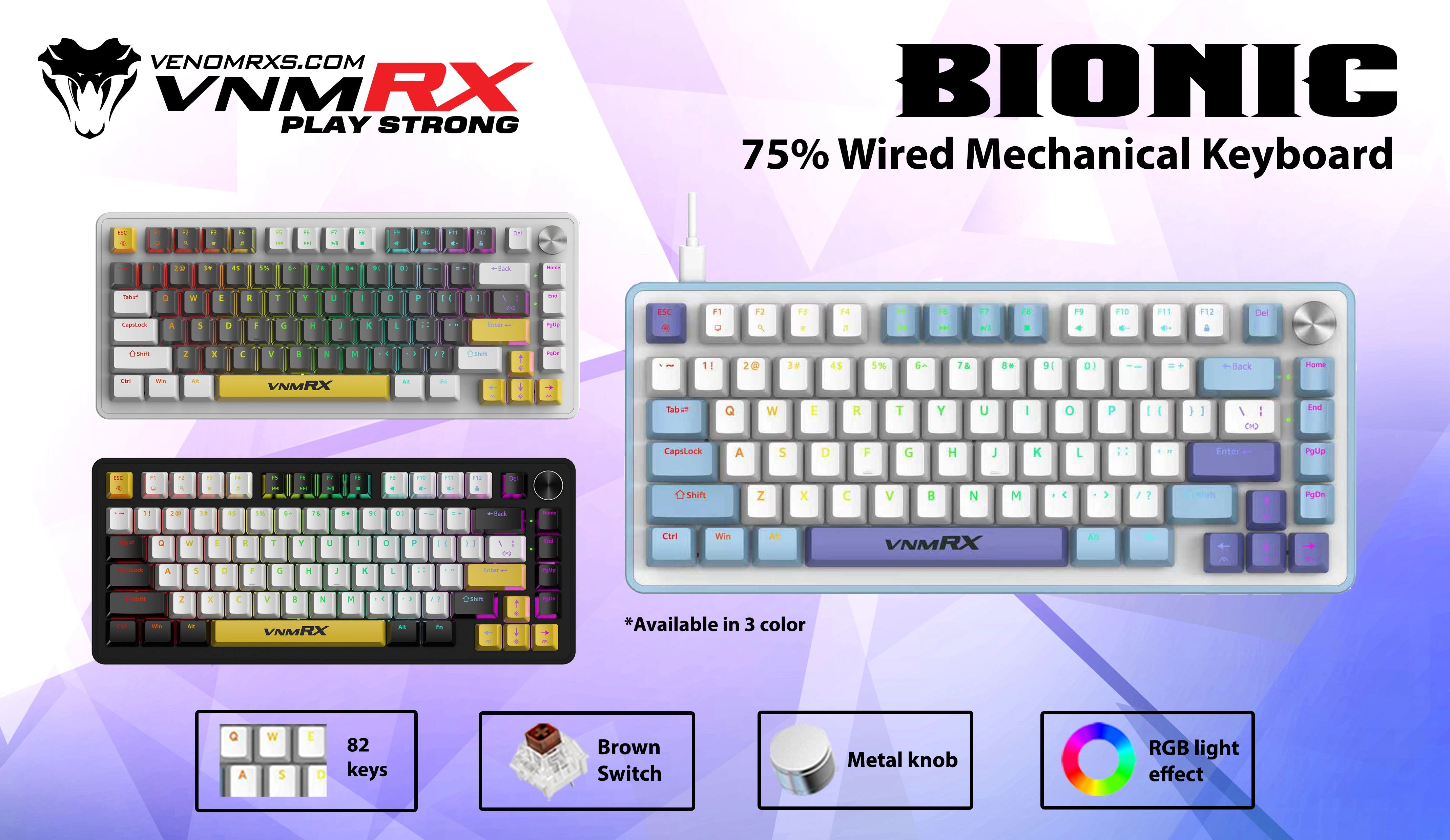 BIONIC 75% WIRED MECHANICAL KEYBOARD BLUE/WHITE
