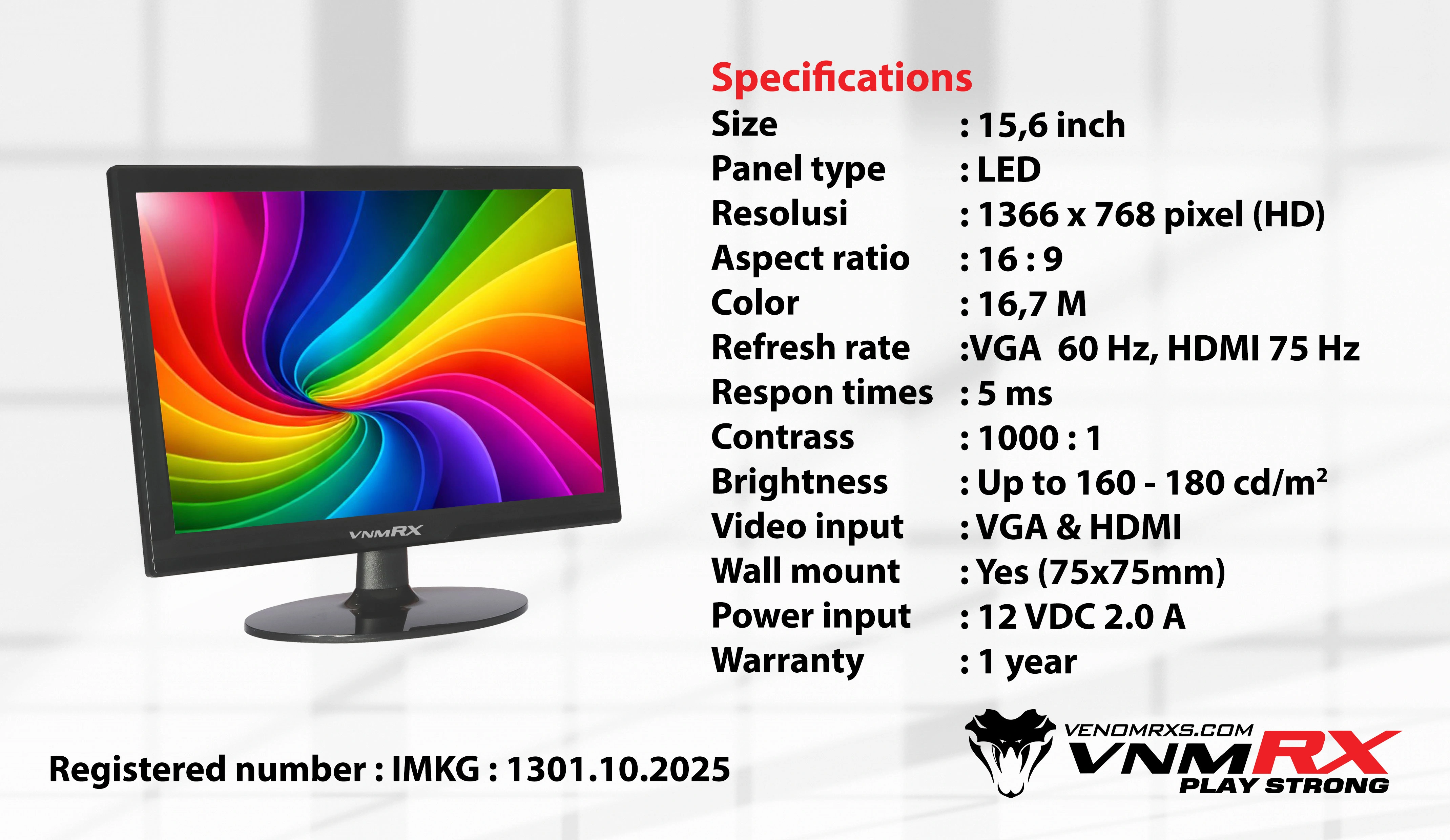 MONITOR SPECTRA VIEW 15,6" SV16KSK