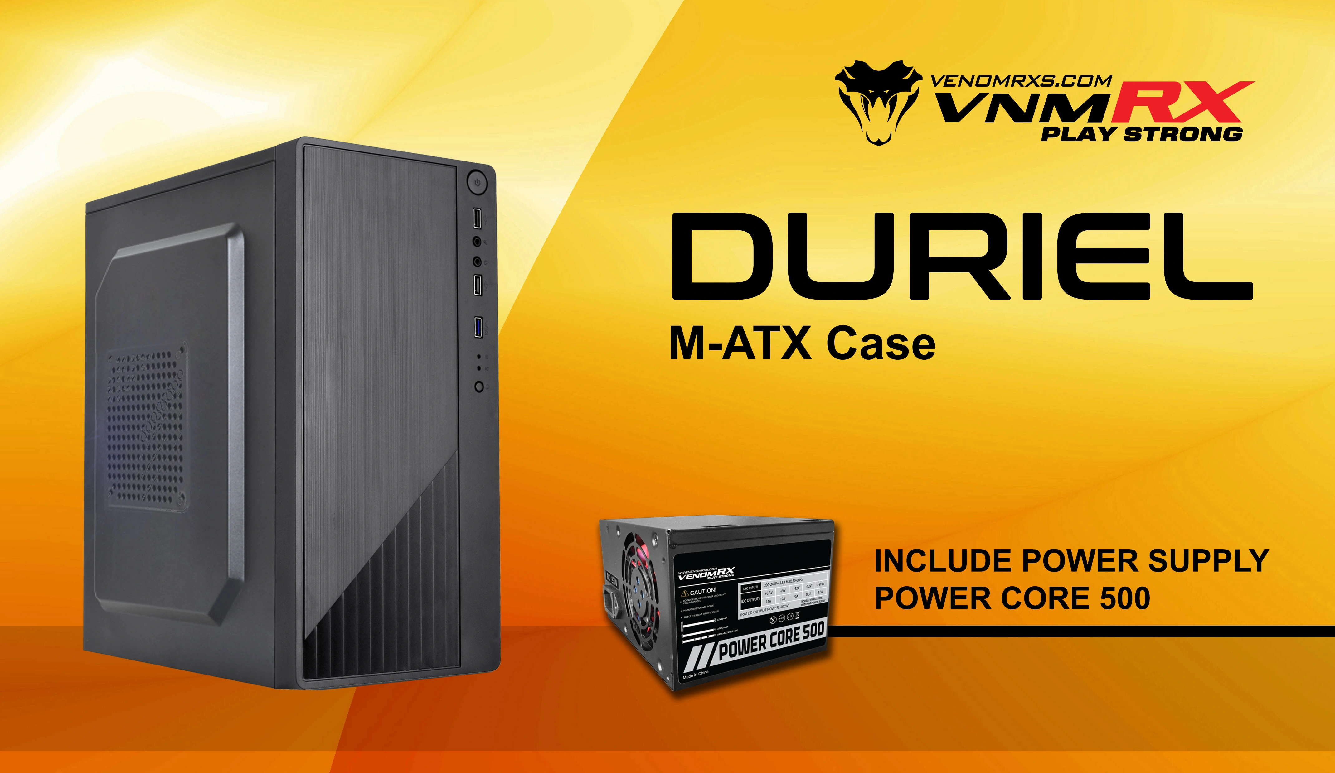 DURIEL M-ATX CASE INCLUDE PSU POWERCORE 500
