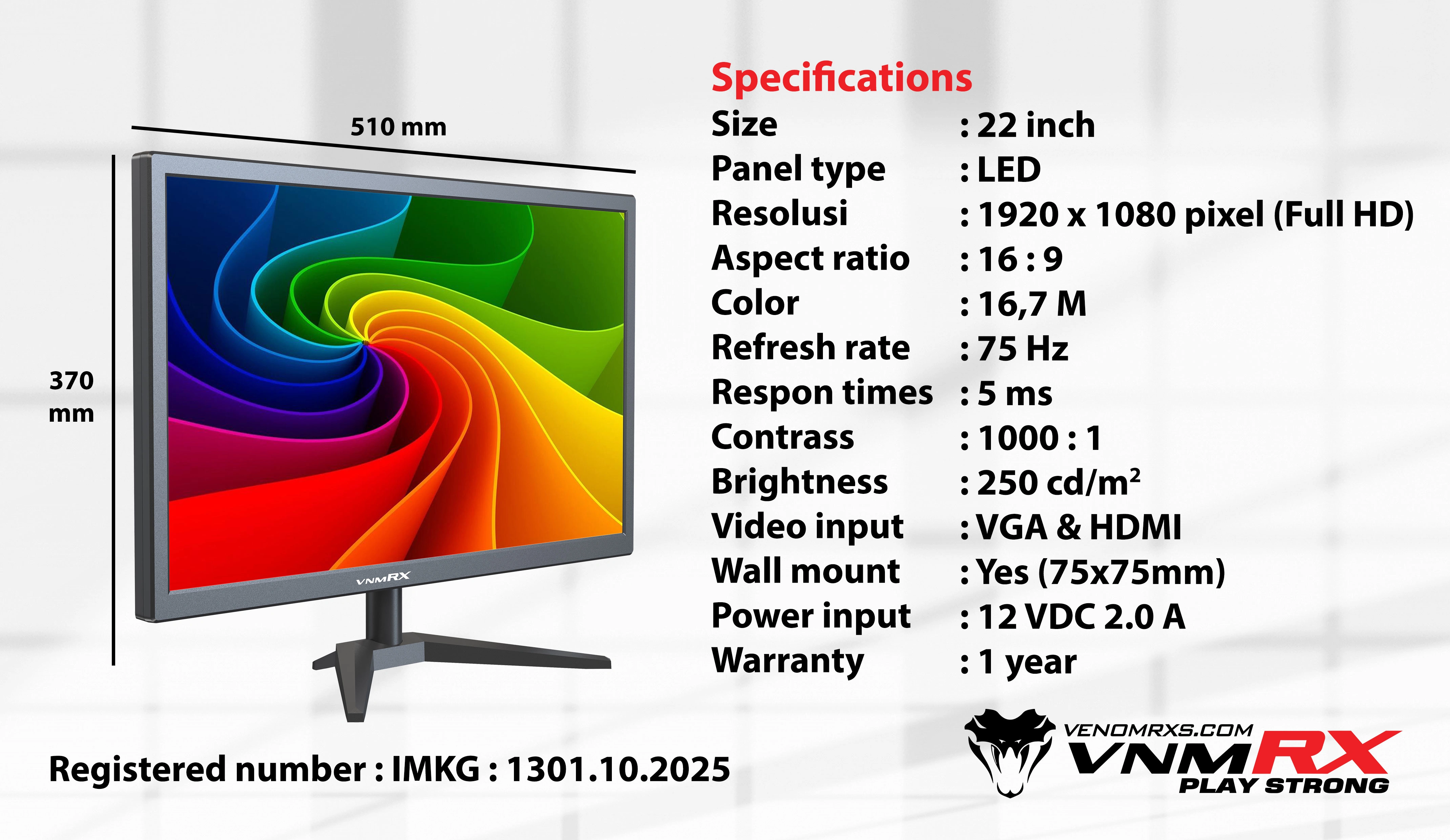MONITOR SPECTRA VIEW 22" SV22KSK