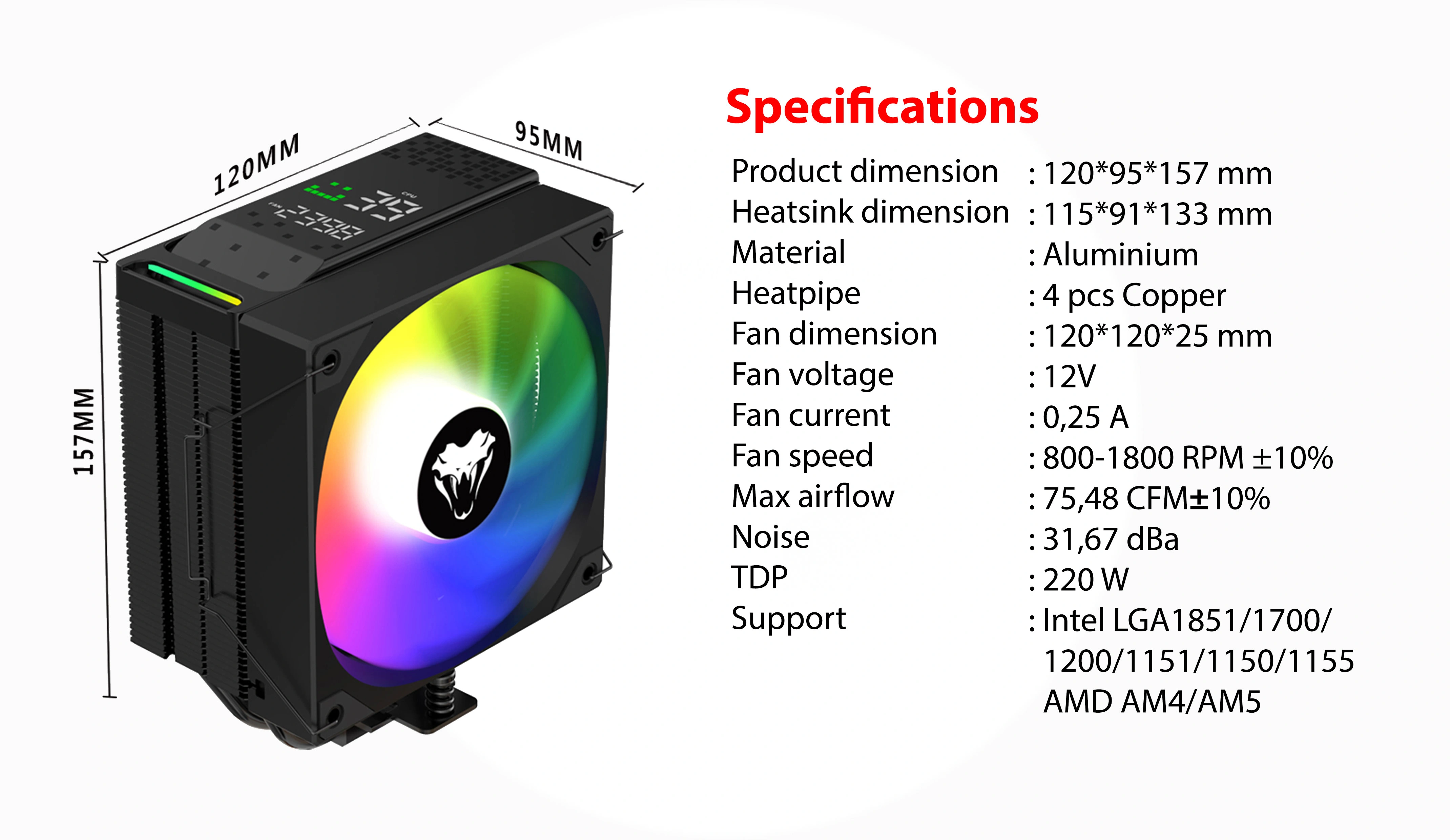 DIGITAL NEXUS CPU COOLER WITH DIGITAL LED DISPLAY