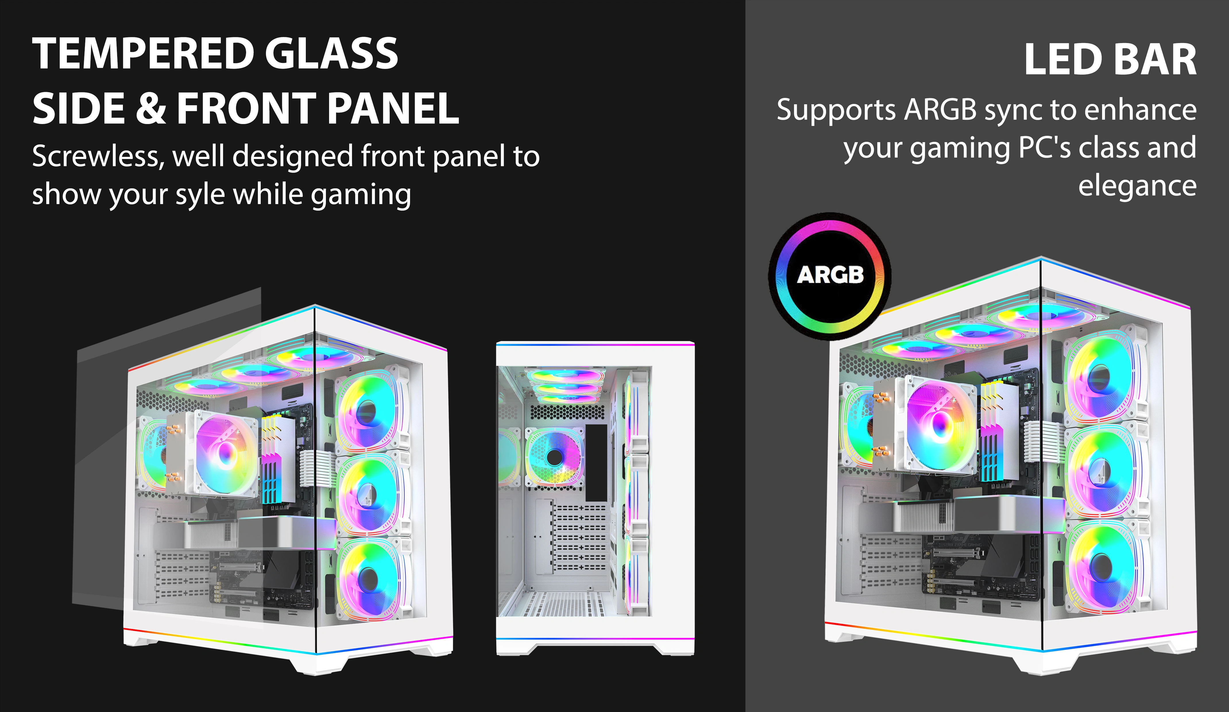 NOCTIS MAX WHITE ATX CASE TWIN ARGB LED BAR