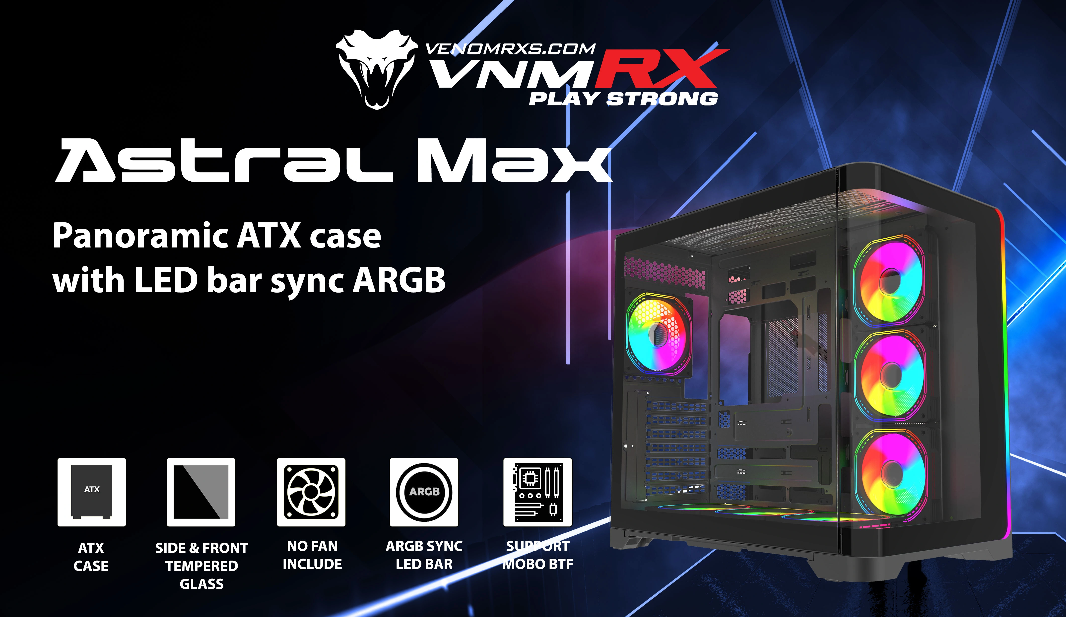 ASTRAL MAX BLACK ATX CASE ARGB LED BAR