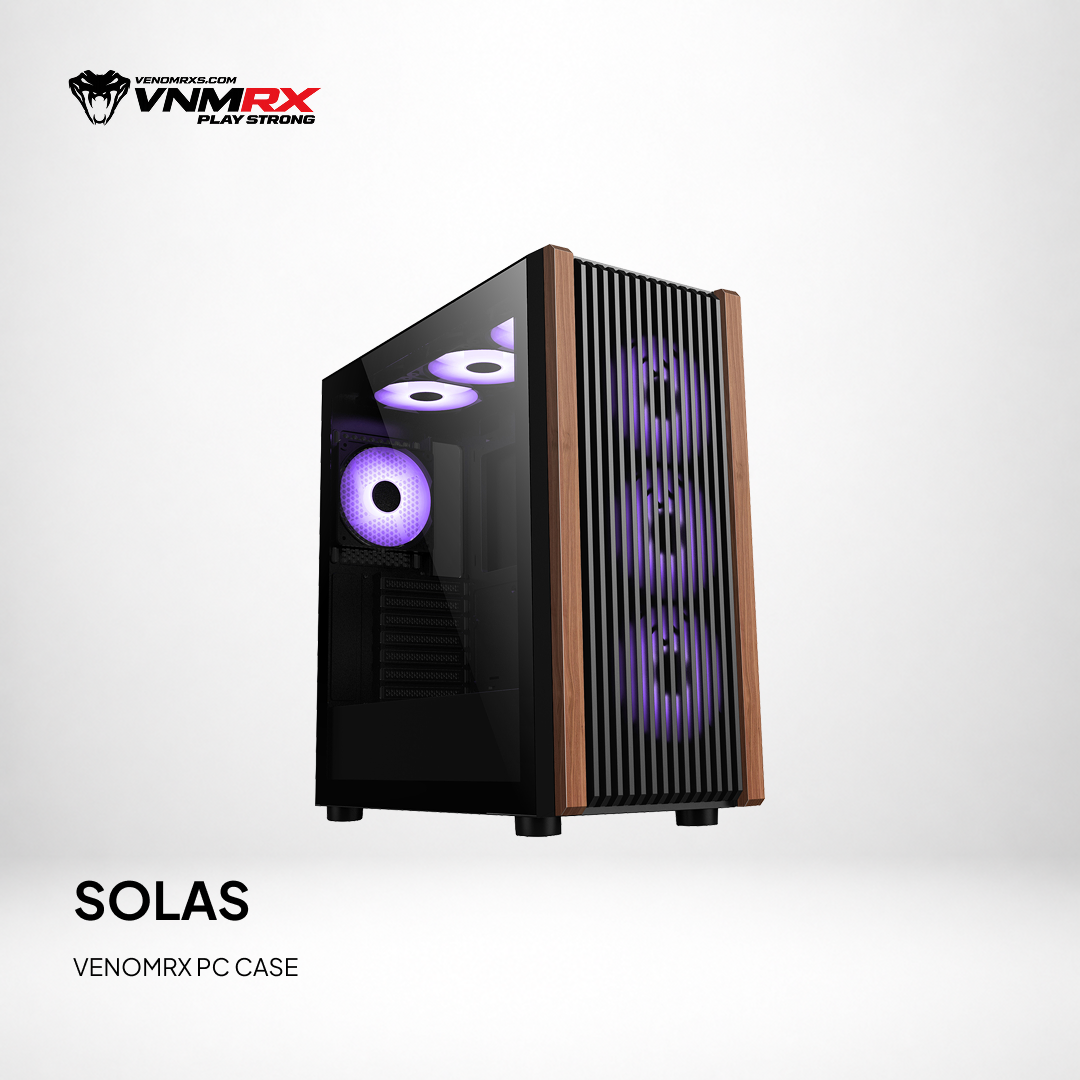 SOLAS ATX CASE INCLUDE 4FAN AUTO ARGB WOOD DESIGN FRONT PANEL
