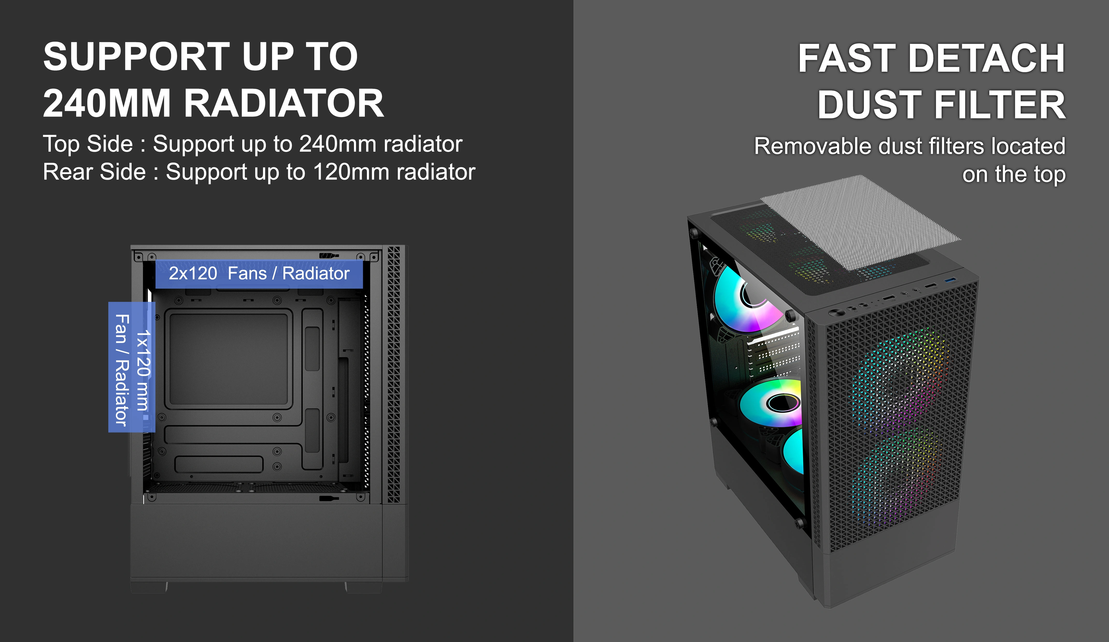 HELIX M-ATX CASE INCLUDE 2 FAN ARGB