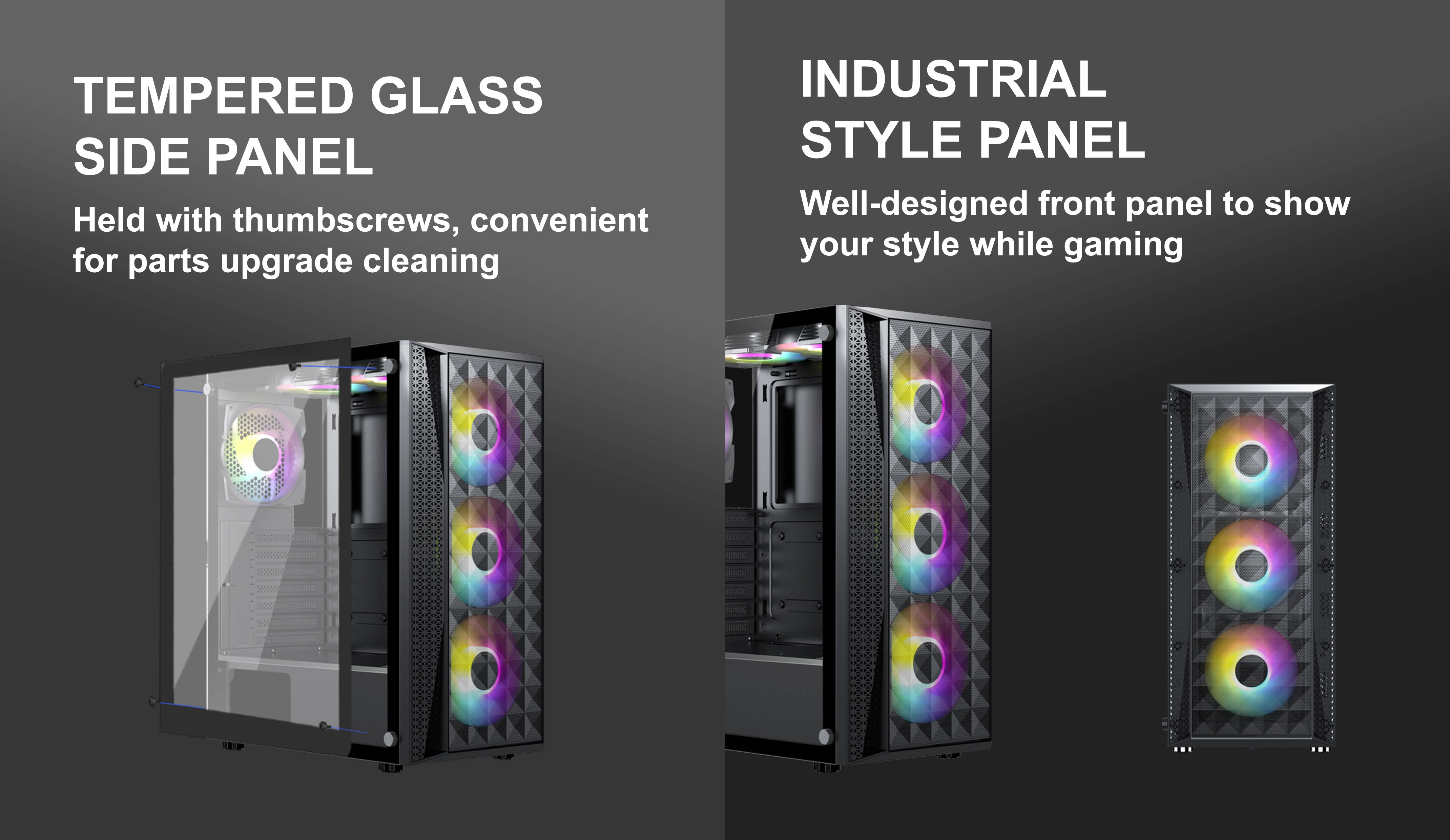 MYSTRA ATX CASE INCLUDE 4 FAN FIXED RGB