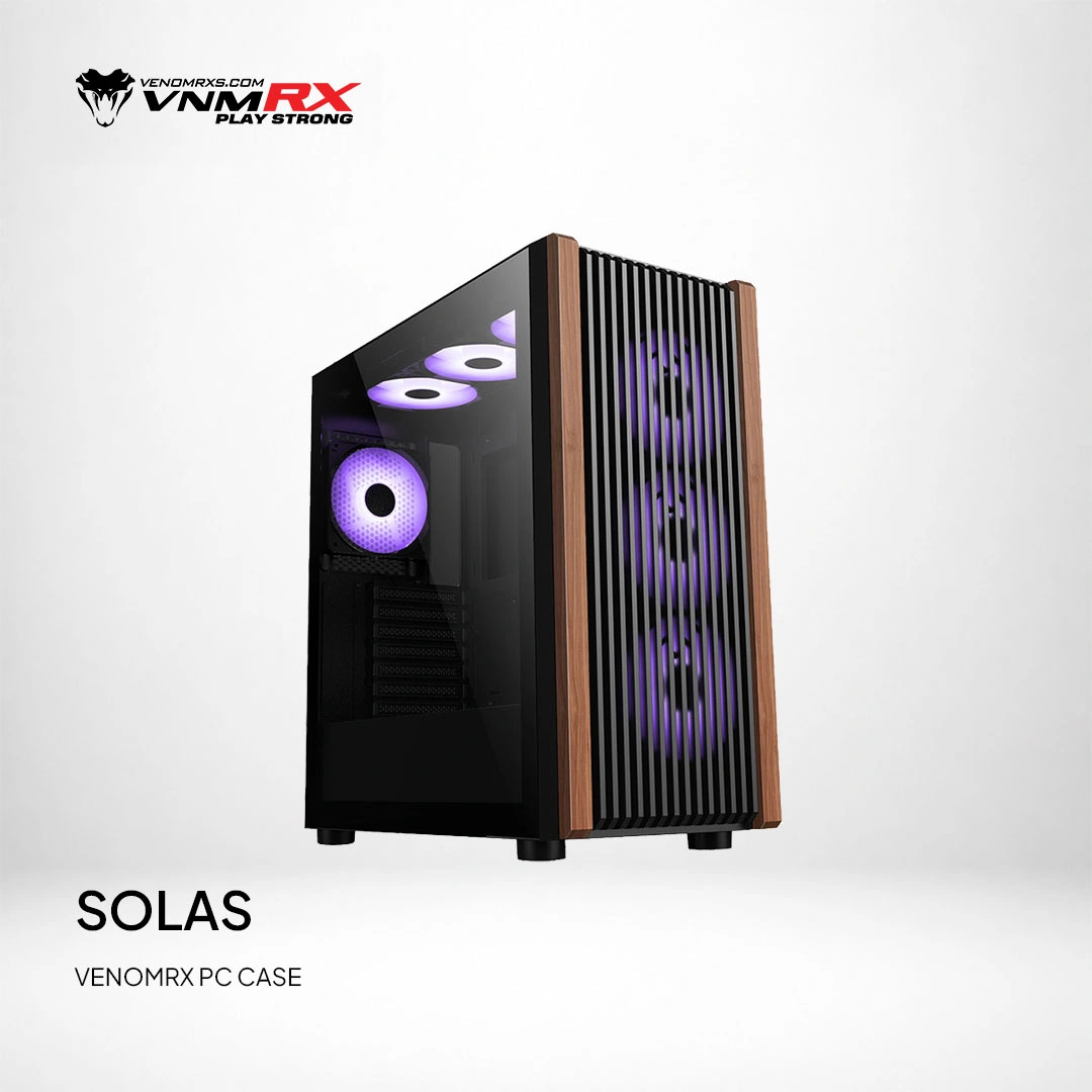 SOLAS ATX CASE INCLUDE 4FAN AUTO ARGB WOOD DESIGN FRONT PANEL