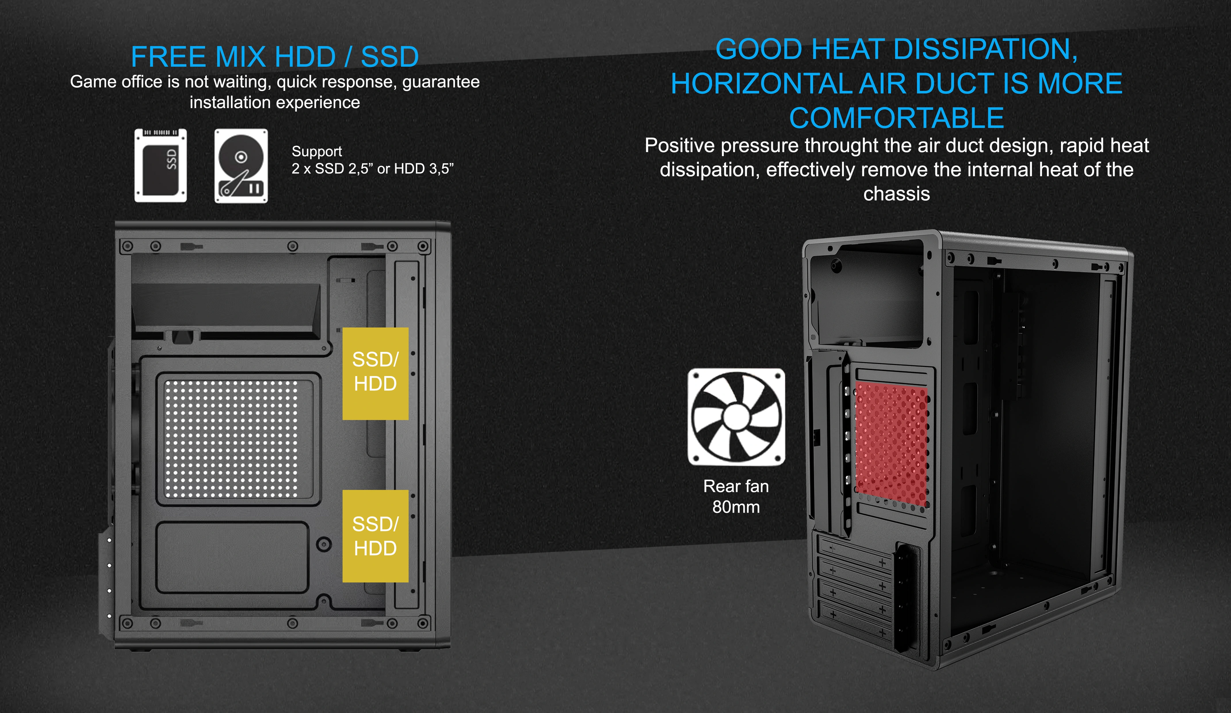 URIVAR M-ATX CASE INCLUDE PSU POWERCORE 500