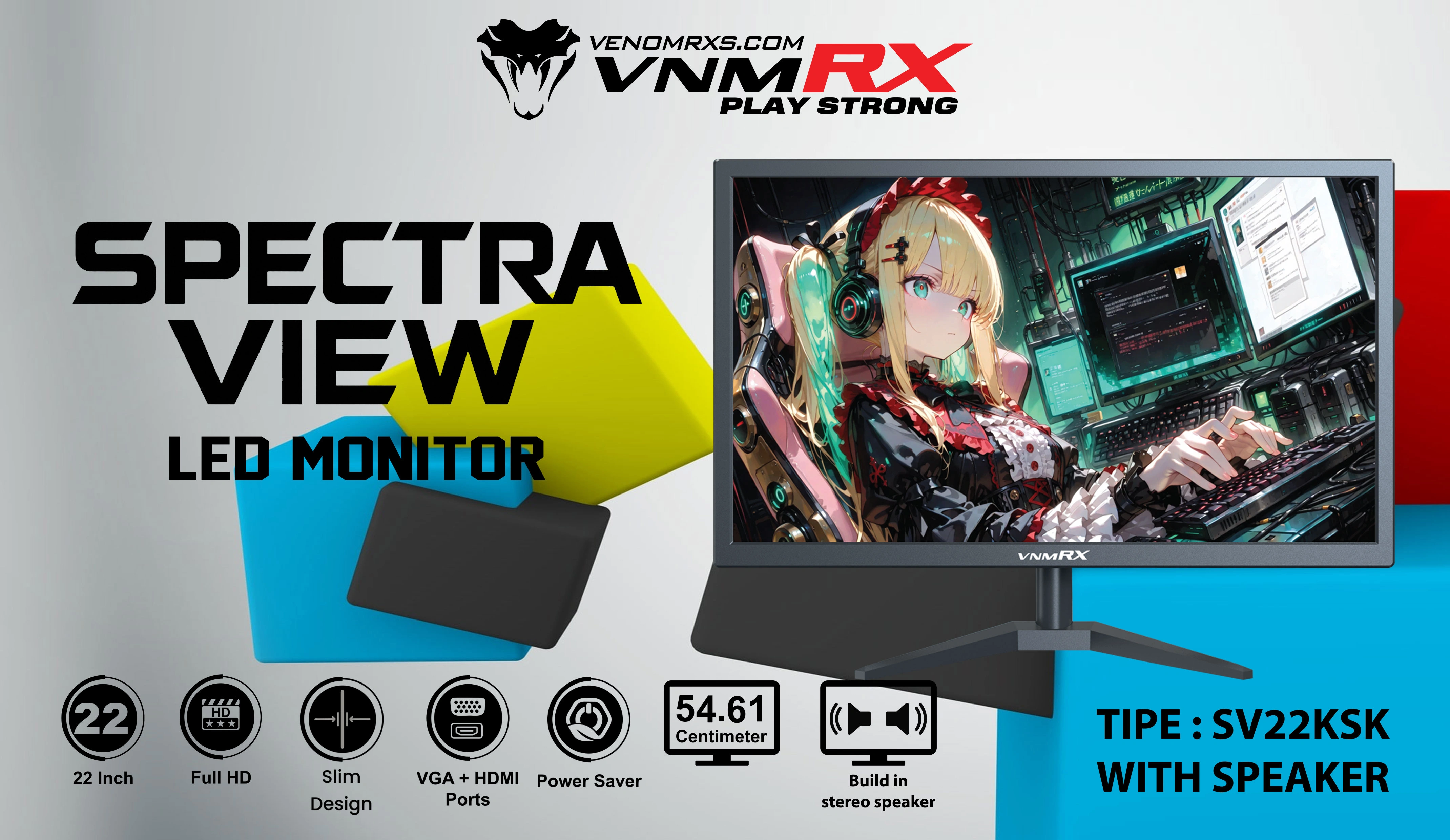 MONITOR SPECTRA VIEW 22" SV22KSK WITH STEREO SPEAKER