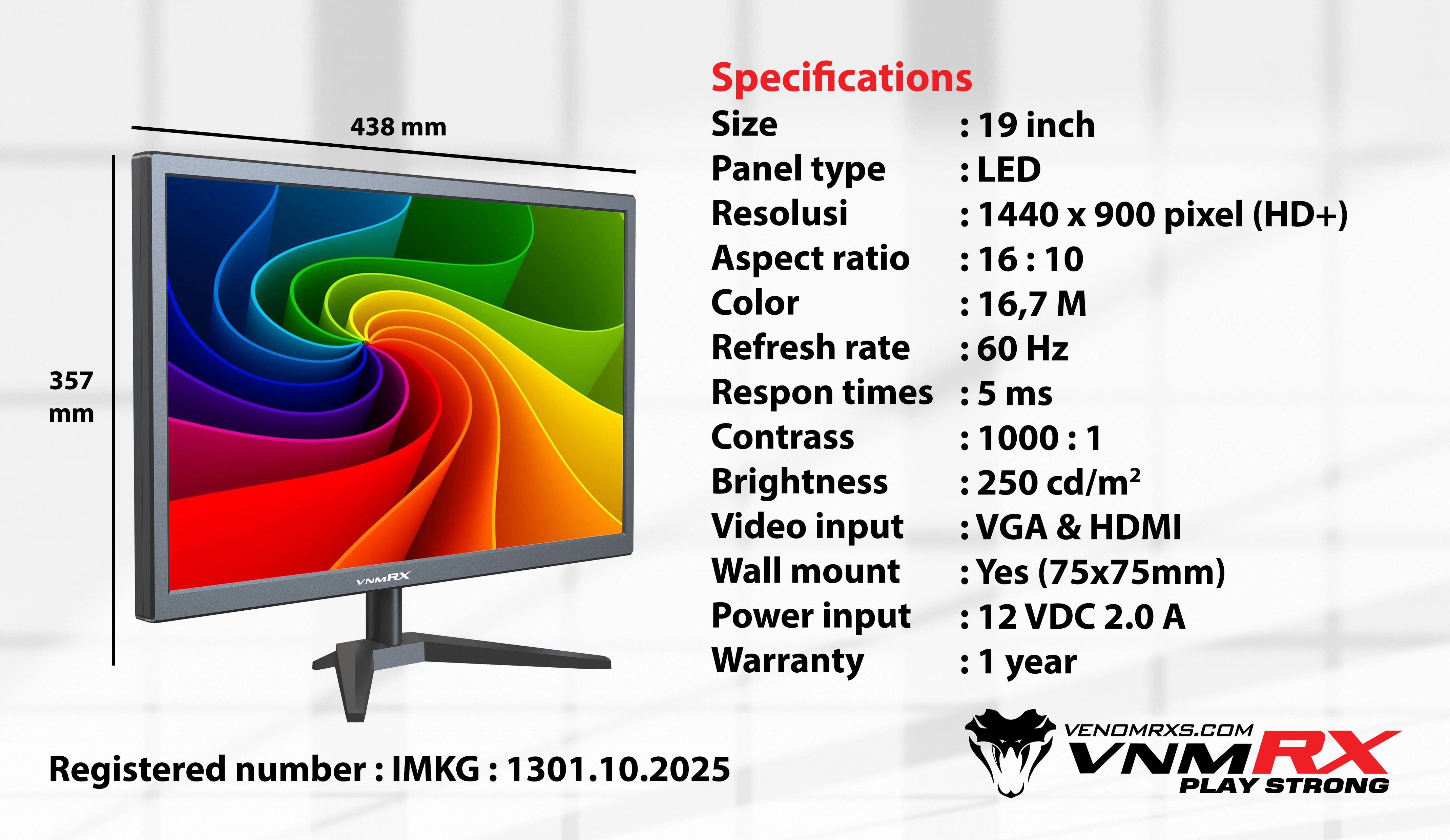 MONITOR SPECTRA VIEW 19" SV19KSK