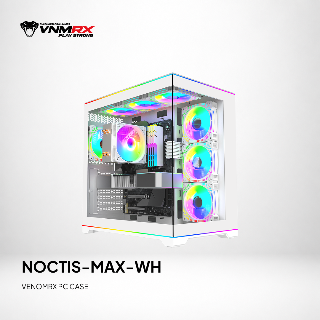 NOCTIS MAX WHITE ATX CASE TWIN ARGB LED BAR