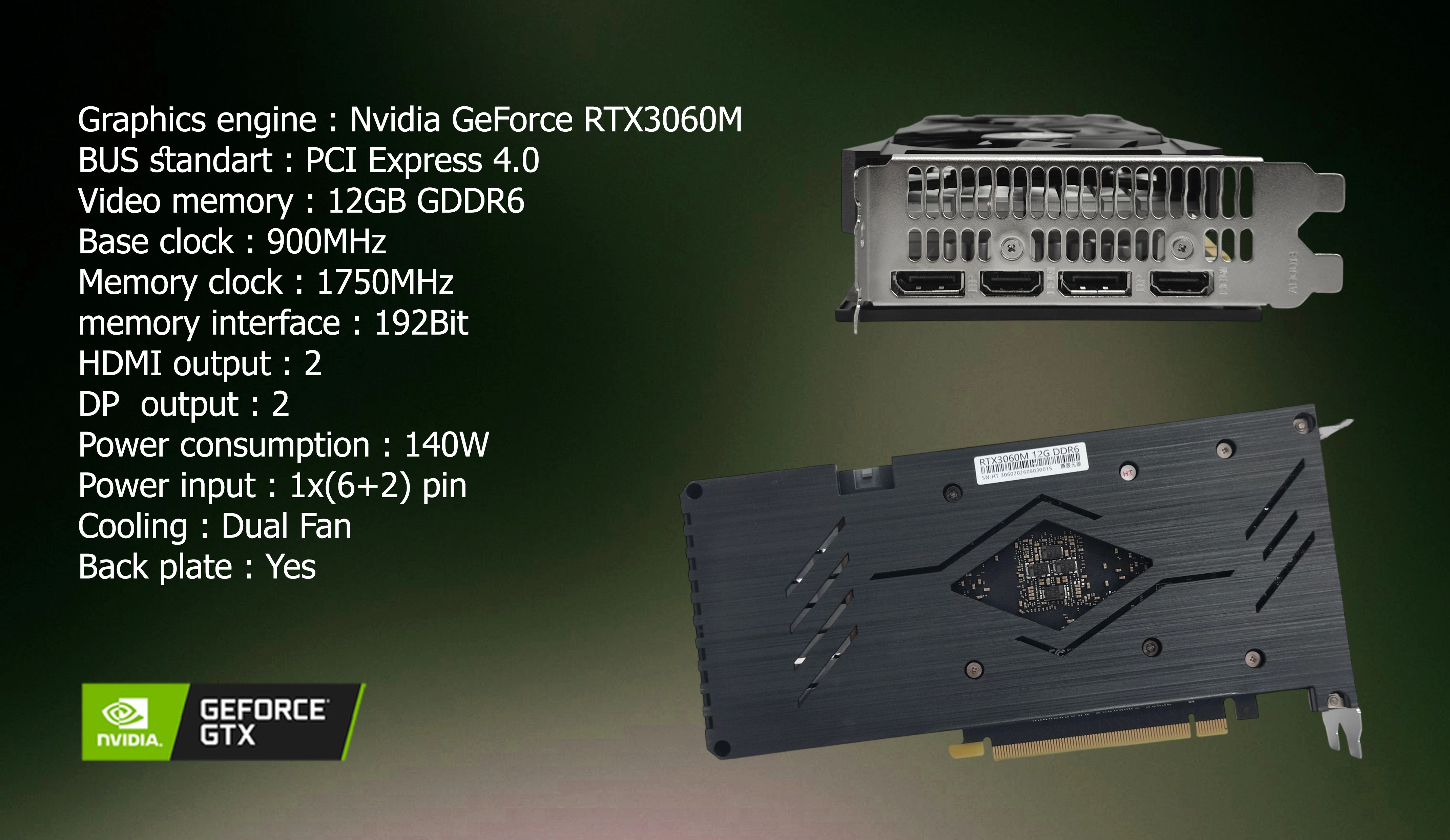 GeForce RTX3060M 12GB DDR6
