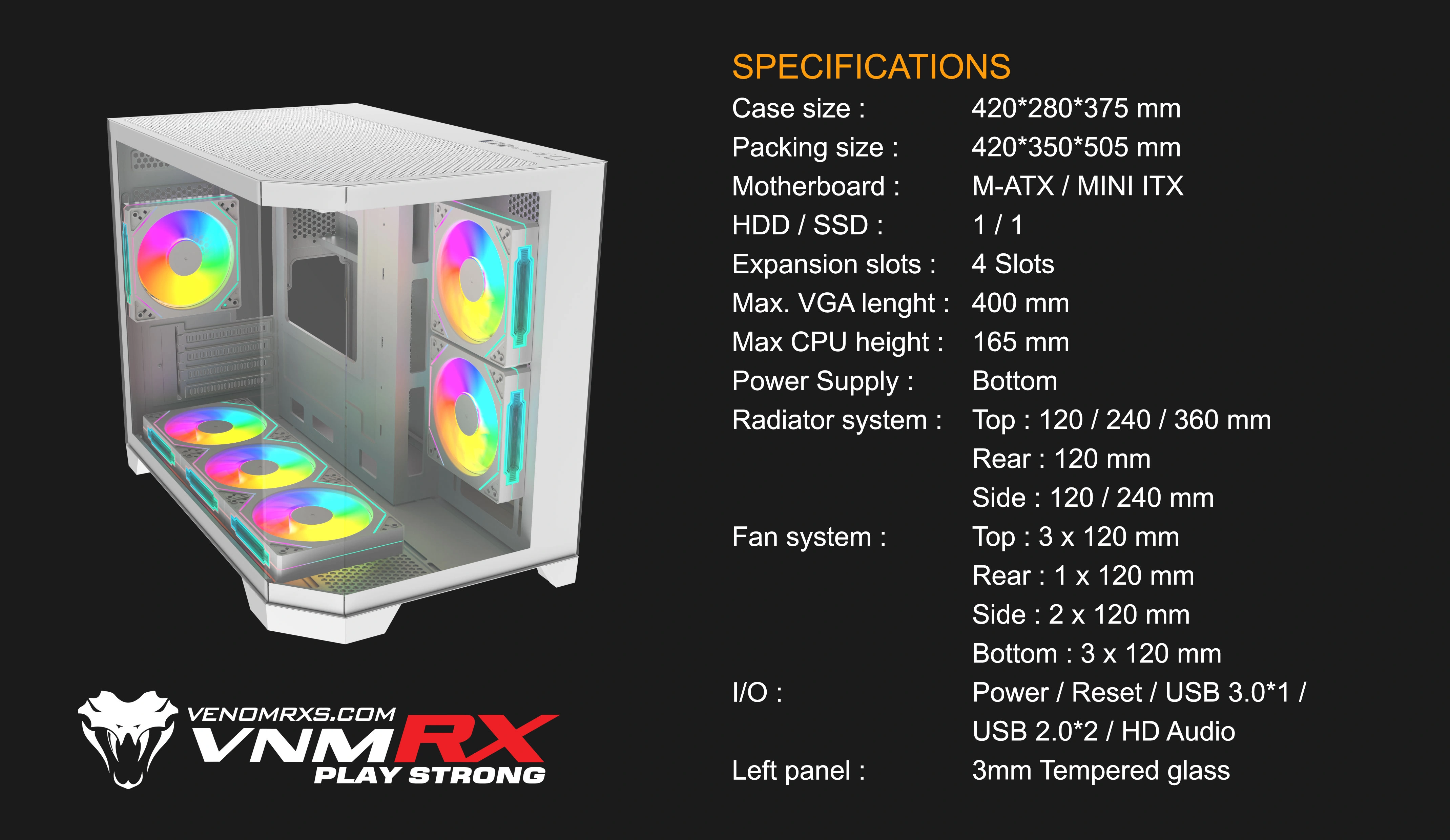 TITAN 3D PRO WHITE M-ATX CASE