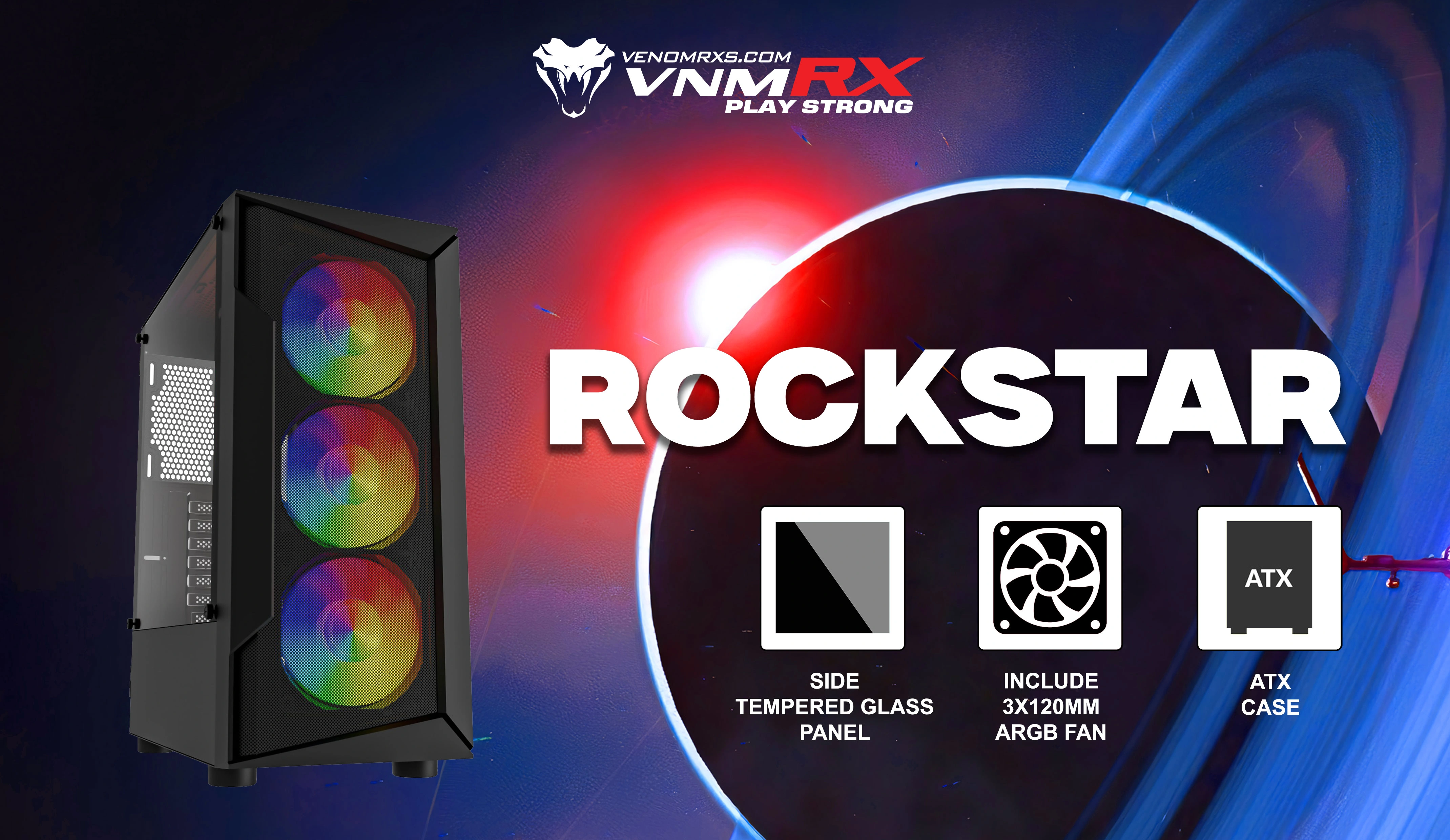 ROCKSTAR ATX CASE INCLUDE 3 FAN ARGB