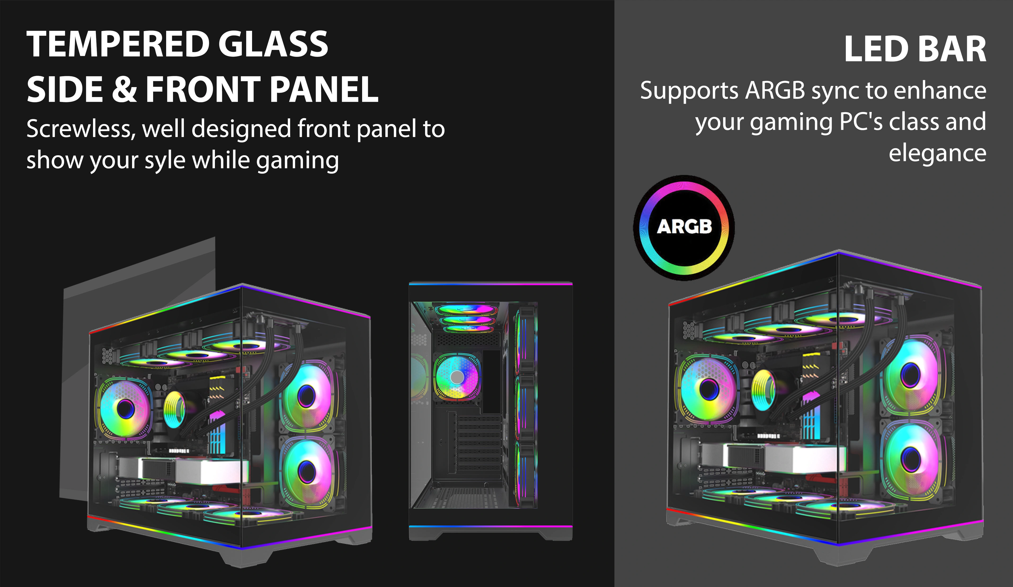 NOCTIS PRO BLACK M-ATX CASE TWIN ARGB LED BAR