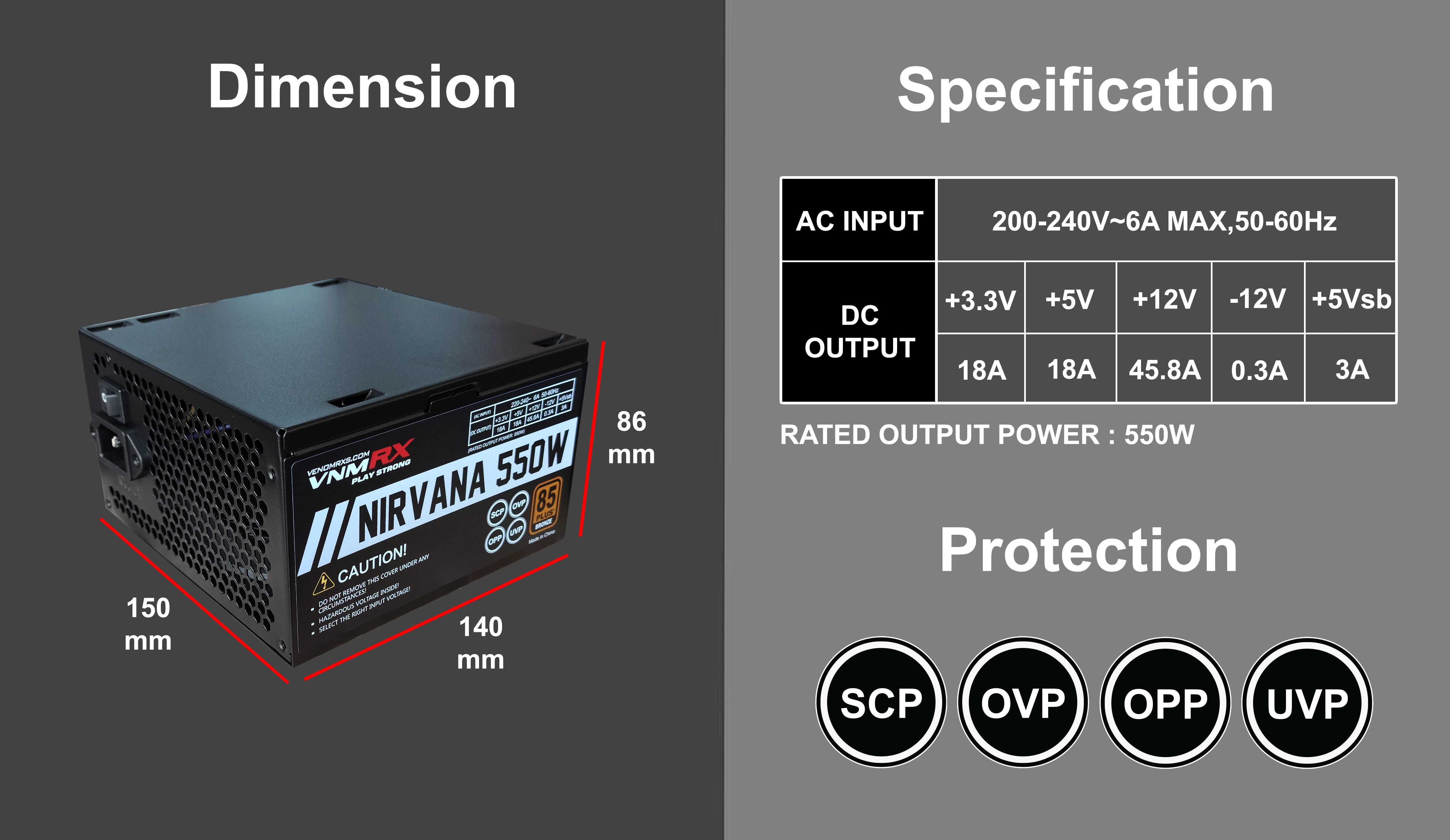 NIRVANA 550W 85+ BRONZE