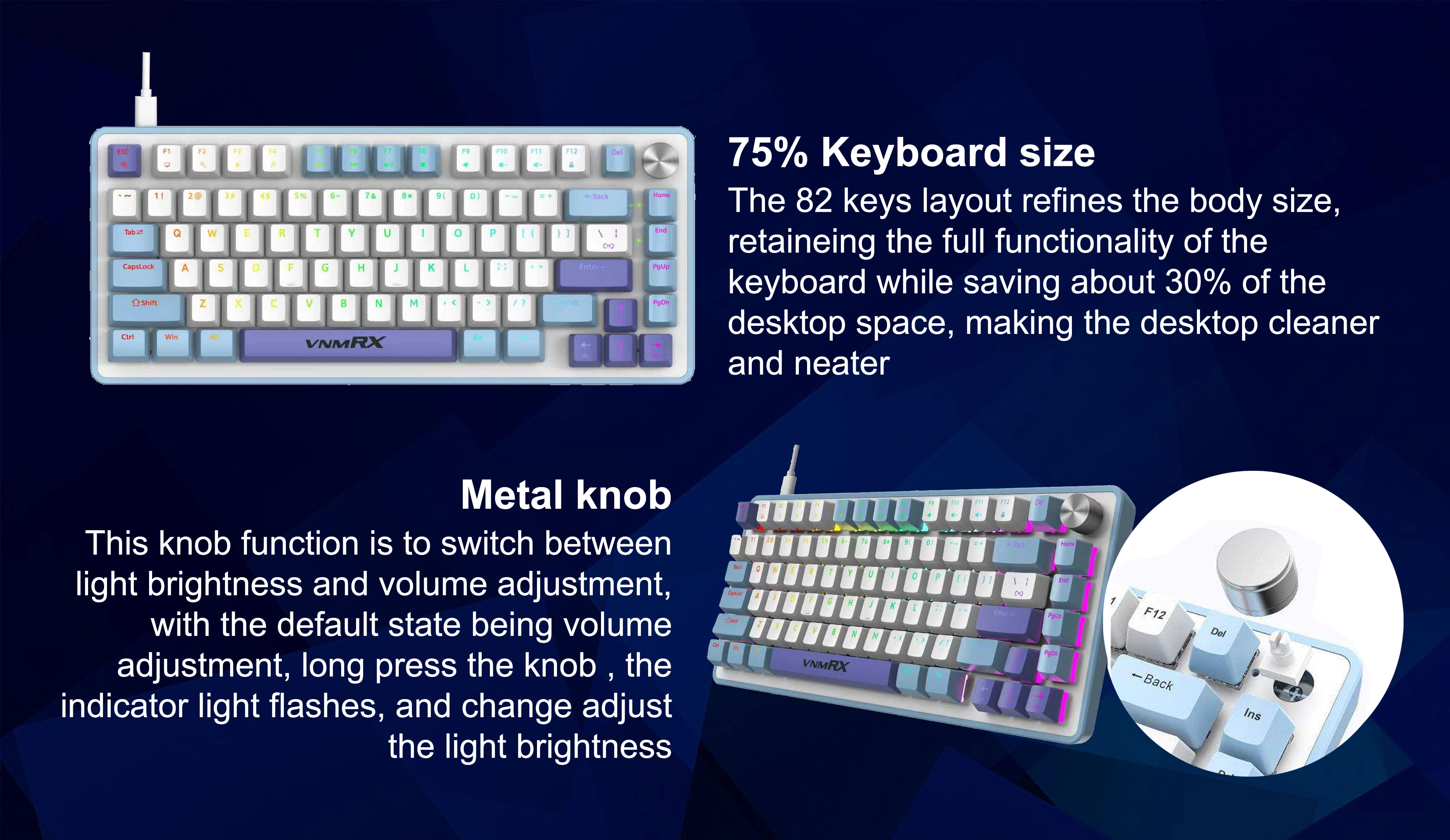 BIONIC 75% WIRED MECHANICAL KEYBOARD BLUE/WHITE