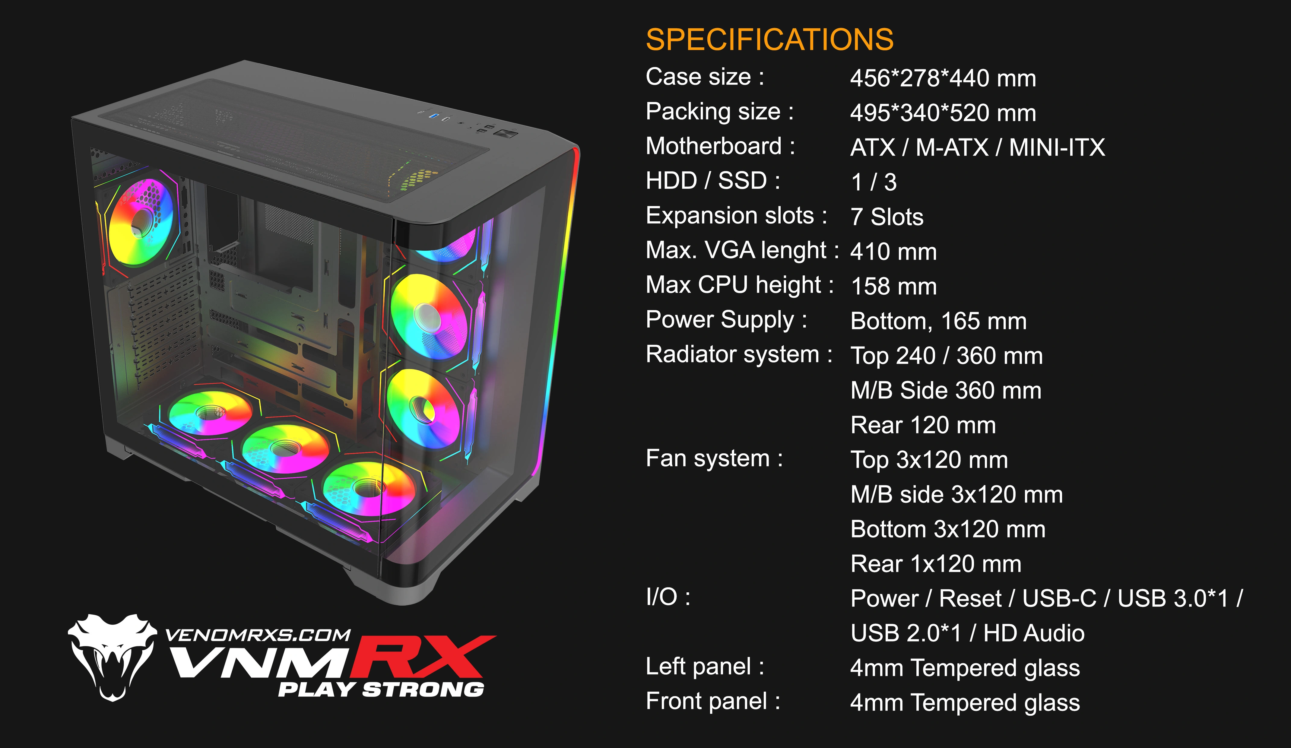 ASTRAL MAX BLACK ATX CASE ARGB LED BAR