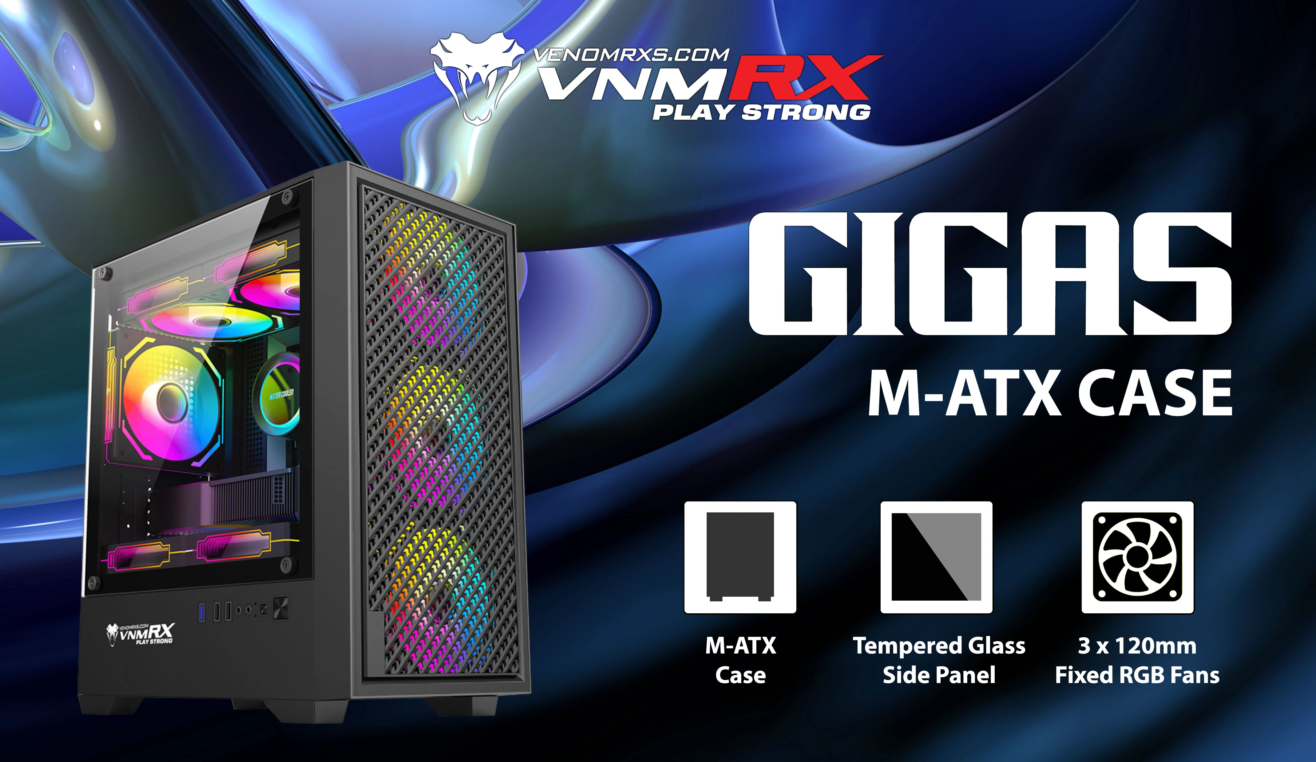 GIGAS M-ATX CASE INCLUDE 3 FIXED RGB
